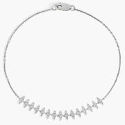 Marquise station pave moissanite chain bracelet in white gold